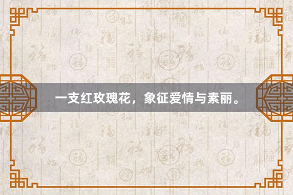 一支红玫瑰花，象征爱情与素丽。